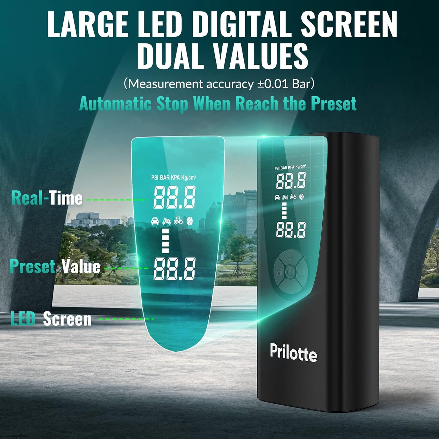 Inflador Portátil de Neumáticos 150 PSI - Compresor Eléctrico 20000mAh