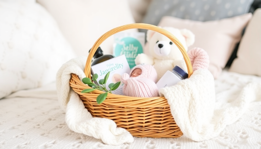 Cozy gift basket for a new mom at home