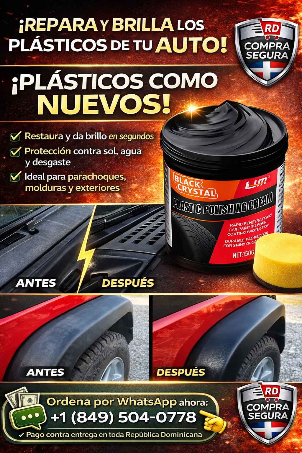 🔥Restaura el Color y Brillo de los Plásticos de tu Auto en Minutos🔥