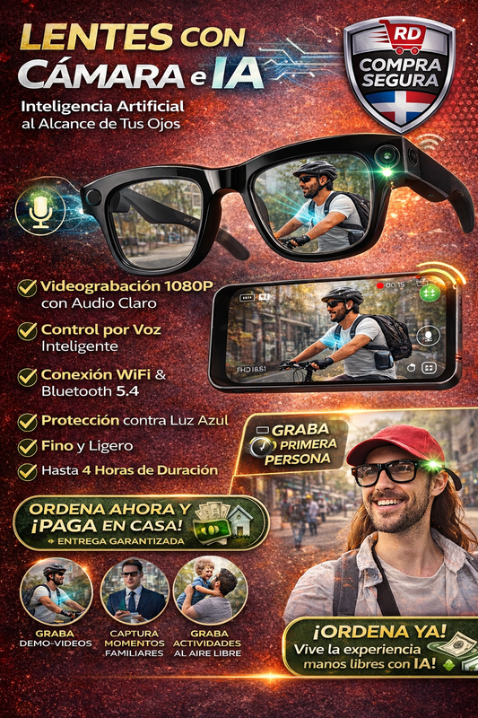 🕶️ Gafas Inteligentes con IA + Cámara 8MP - Graba, Traduce y Escucha 🚀