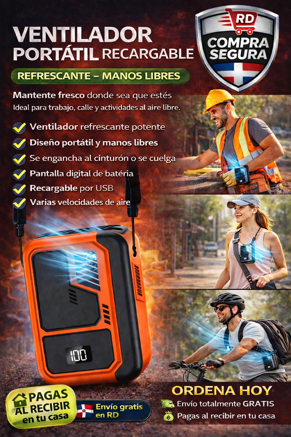 🌀 Ventilador Portátil 4 en 1 con Clip – Aire Frío Donde Quieras 🔥❄️